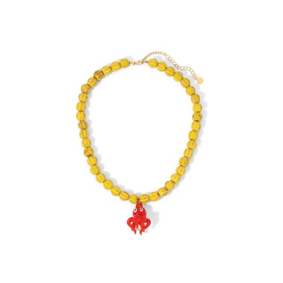NEW MINERVA women's pulpo necklace in yellow and red - Picture 1 of 3